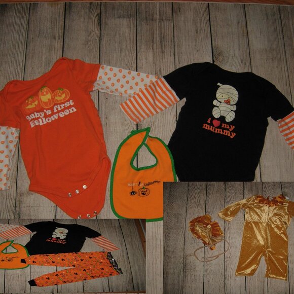 First Halloween Baby Clothes Costume Bib Lot 18mo 24mo - Picture 1 of 14